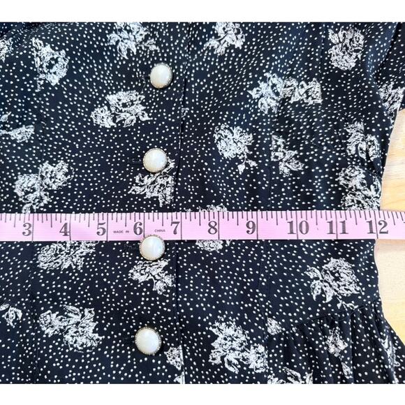 VTG Casual Corner Petite 2pc Skirt Set Dress Sz S Black White Floral Secretary - Picture 6 of 14